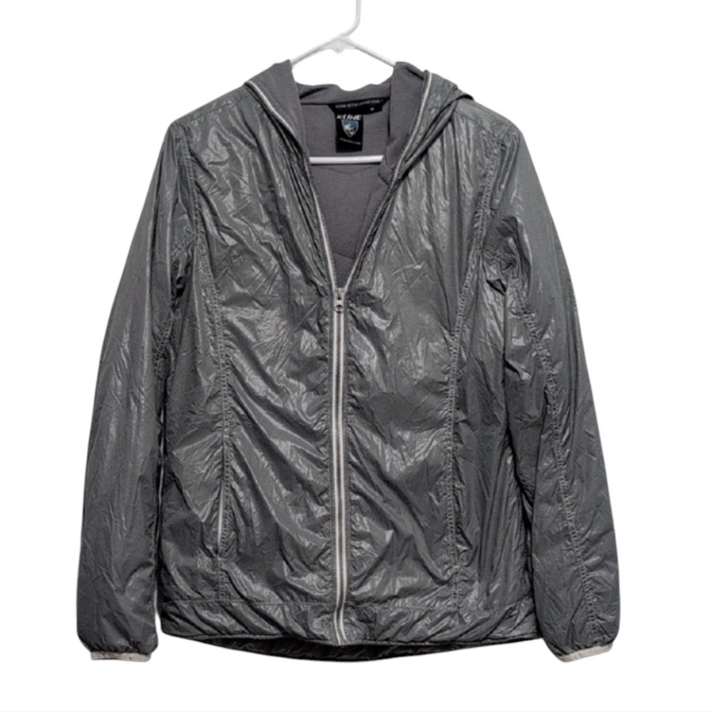 Kuhl Pertex Aerosoft Lined Hooded Primaloft Jacket Women's Medium Gray
